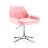 Kosmetická židle LION na stříbrném kříži - růžová