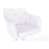 Kosmetická židle ROMA na stříbrné kulaté podstavě - bílá
