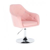 Kosmetická židle ROMA na stříbrné kulaté podstavě - růžová