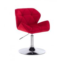 Kosmetická židle MILANO VELUR na stříbrném talíři - červená