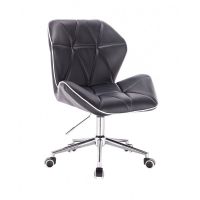 Kosmetická židle MILANO MAX na stříbrné podstavě s kolečky - černá