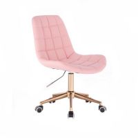 Kosmetická židle PARIS na zlaté podstavě s kolečky - růžová