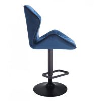 Barová židle MILANO MAX VELUR na černém talíři - modrá