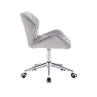 Kosmetická židle MILANO VELUR na stříbrné podstavě s kolečky - světle šedá