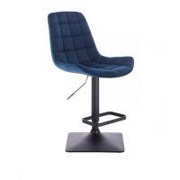 Barová židle PARIS VELUR na černé podstavě - modrá