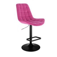 Barová židle PARIS VELUR na černém talíři -  růžová