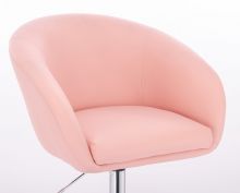 Kosmetická židle VENICE na stříbrné podstavě s kolečky - růžová