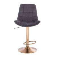 Barová židle PARIS VELUR na zlatém talíři - šedá