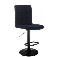 Barová židle TOLEDO VELUR na černém talíři - černá