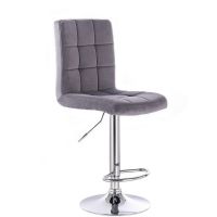 Barová židle TOLEDO VELUR na stříbrném talíři - tmavě šedá