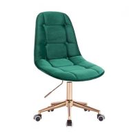 Kosmetická židle SAMSON VELUR na zlaté podstavě s kolečky - zelená