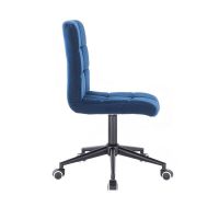 Kosmetická židle TOLEDO VELUR na černé podstavě s kolečky - modrá