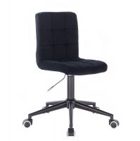 Kosmetická židle TOLEDO VELUR na černé podstavě s kolečky - černá