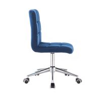 Kosmetická židle TOLEDO VELUR na stříbrné podstavě s kolečky - modrá