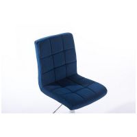 Kosmetická židle TOLEDO VELUR na stříbrném kříži - modrá
