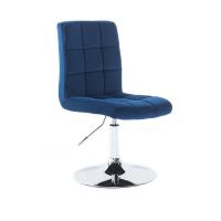 Kosmetická židle TOLEDO VELUR na stříbrném talíři - modrá