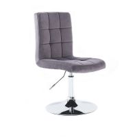 Kosmetická židle TOLEDO VELUR na stříbrném talíři - tmavě šedá