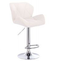  Barová židle MILANO VELUR na stříbrném talíři - bílá