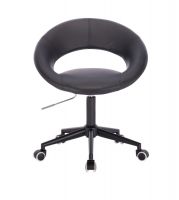 Kosmetická židle NAPOLI na černé podstavě s kolečky - černá