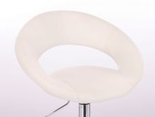 Kosmetická židle NAPOLI na stříbrné podstavě s kolečky - bílá