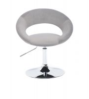 Kosmetická židle NAPOLI VELUR na stříbrném talíři - světle šedá