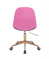 Kosmetická židle SAMSON VELUR na zlaté podstavě s kolečky - růžová