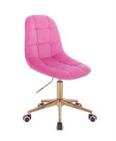 Kosmetická židle SAMSON VELUR na zlaté podstavě s kolečky - růžová