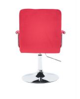 Kosmetická židle VERONA VELUR na stříbrném talíři - červená