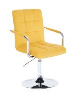 Kosmetická židle VERONA VELUR na stříbrném talíři - žlutá