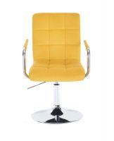 Kosmetická židle VERONA VELUR na stříbrném talíři - žlutá