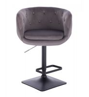 Barová židle MONTANA  VELUR na černé podstavě - šedá