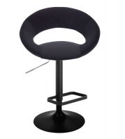 Barová židle NAPOLI  VELUR na černém talíři - černá