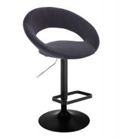Barová židle NAPOLI  VELUR na černém talíři - černá