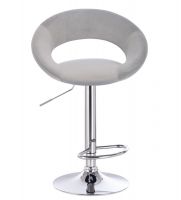 Barová židle NAPOLI  VELUR na stříbrném talíři - světle šedá