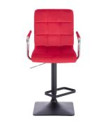 Barová židle VERONA VELUR na černé základně - červená