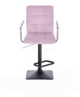Barová židle VERONA VELUR na černé základně - fialový vřes