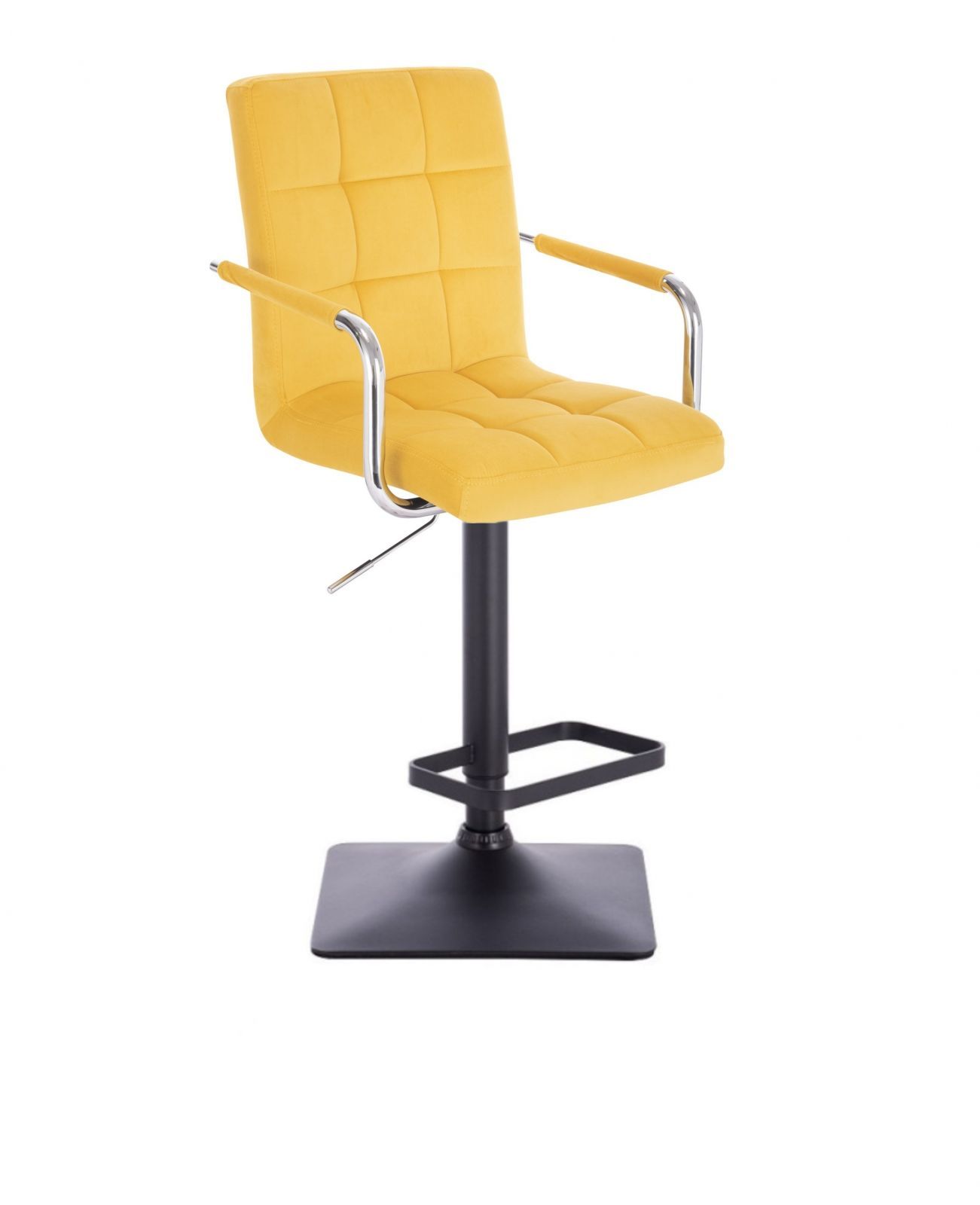 Barová židle VERONA VELUR na černé základně - žlutá