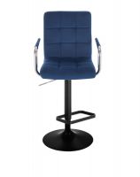 Barová židle VERONA VELUR na černém talíři - modrá