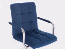 Barová židle VERONA VELUR na černém talíři - modrá