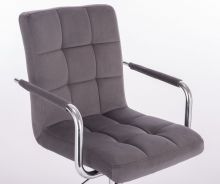 Barová židle VERONA VELUR na černém talíři - tmavě šedá