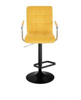 Barová židle VERONA VELUR na černém talíři - žlutá