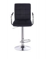 Barová židle VERONA VELUR na stříbrném talíři - černá