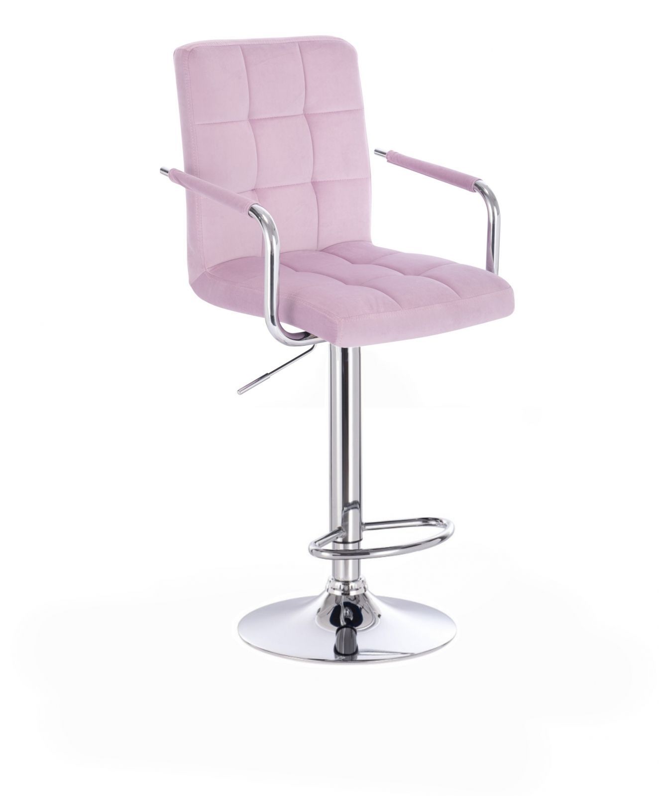 Barová židle VERONA VELUR na stříbrném talíři - fialový vřes