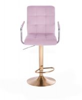 Barová židle VERONA VELUR na zlatém talíři -  fialový vřes