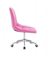 Kosmetická židle SAMSON VELUR na stříbrné základně s kolečky - růžová