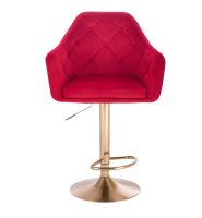 Barová židle ANDORA VELUR  na zlatém talíři - červená