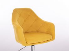 Barová židle ANDORA VELUR  na zlatém talíři - žlutá