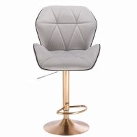 Barová židle MILANO MAX VELUR na zlatém talíři - šedá