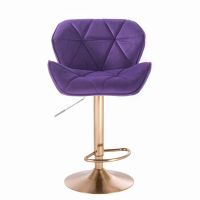 Barová židle MILANO VELUR na zlatém talíři - fialová