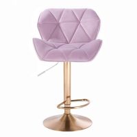 Barová židle MILANO VELUR na zlatém talíři - fialový vřes